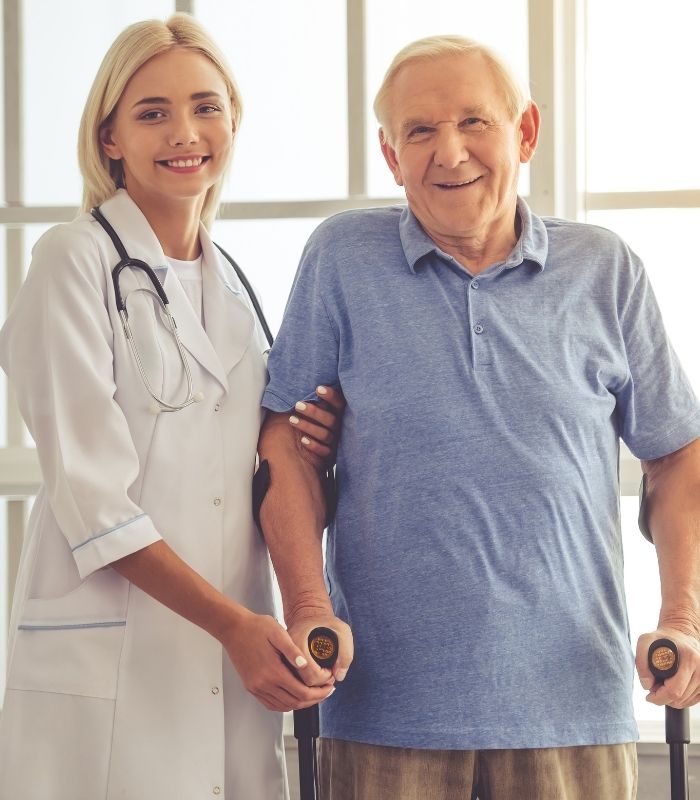 Doctor and old people