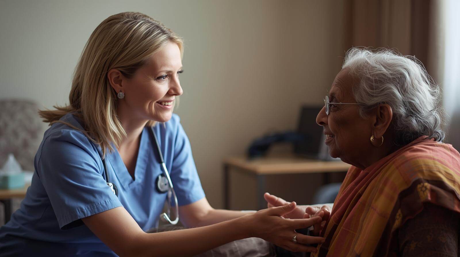 doctor and her senior senior patient